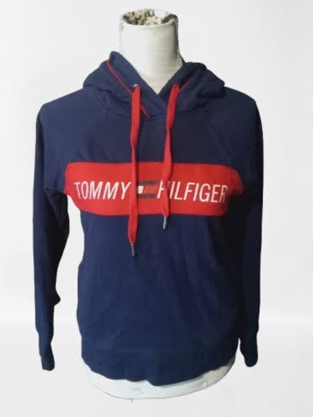 Tommy Hilfiger Navy Hoodie with Red Chest Panel